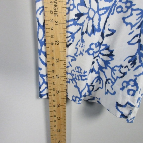 J. Jill Floral Stretch Pants Women 14 Tall Blue White Cotton Blend Summer 310 - Picture 11 of 11